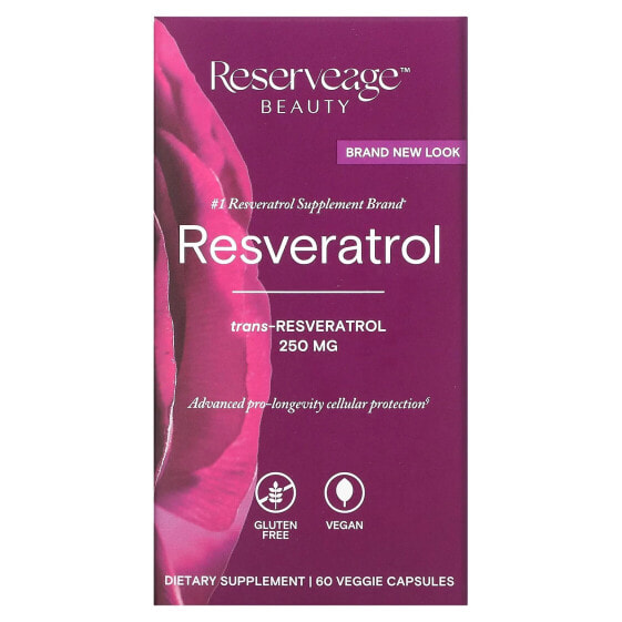 БАД Ресвератрол Reserveage Beauty, 1 000 мг, 60 капсул (500 мг на капсулу)