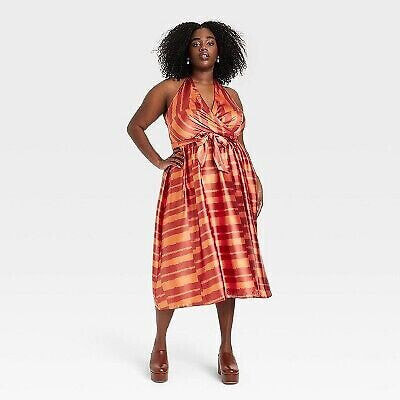 Black History Month Women's House of Aama Halter Neck A-Line Dress - Red