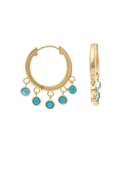 Turquoise Crystal Dangle Hoop Earrings