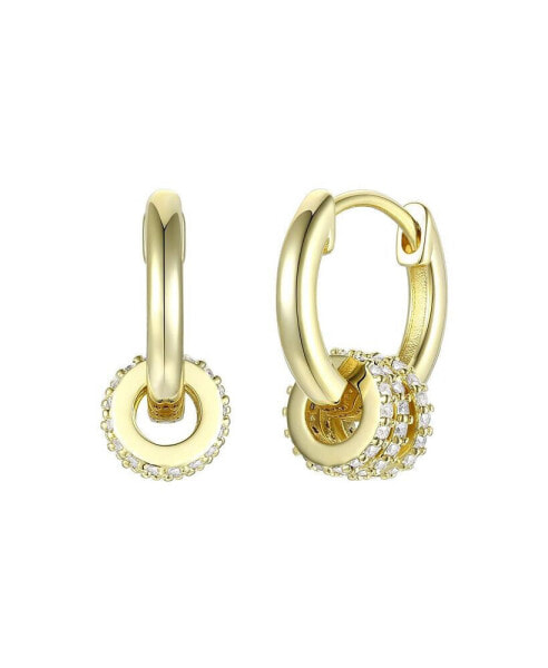 14K Gold Plated Round Cubic Zirconia Small Hoop Earrings