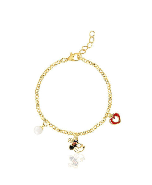 Minnie Mouse Charm Bracelet 6.5" + 1" - Official License Gold Plated 100th Anniversary Limited Edition Bracelet