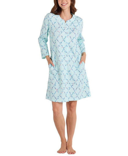 Women's Quilted Floral Long-Sleeve Robe