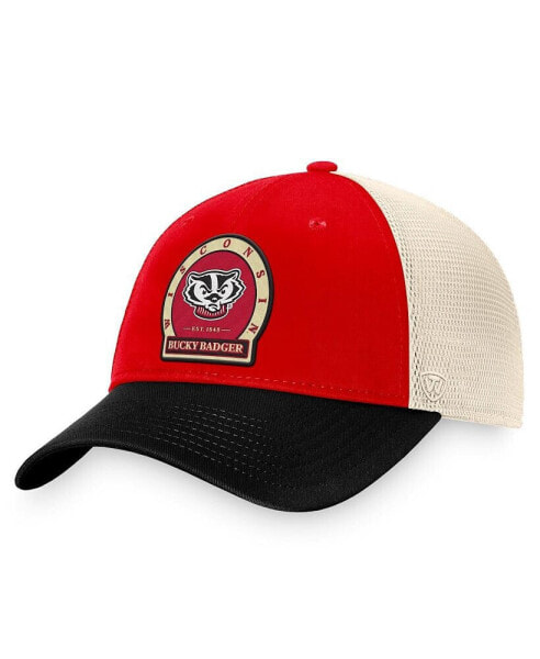 Головной убор для мужчин Top of the World красный шляпа Wisconsin Badgers Refined Trucker