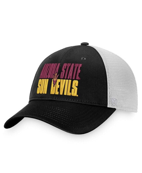 Men's Black, White Arizona State Sun Devils Stockpile Trucker Snapback Hat