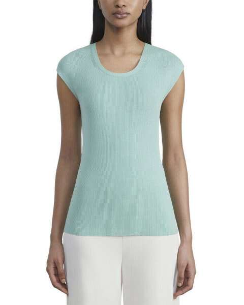 Lafayette 148 New York Ribbed Wide Crewneck Silk-Blend Pullover Women's