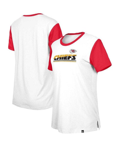 Women's White, Red Kansas City Chiefs Third Down Colorblock T-shirt