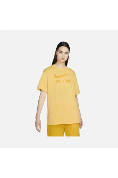 Sportswear Air Graphic Boyfriend Short-Sleeve bol kesim Kadın sarı t-shirt dx7918