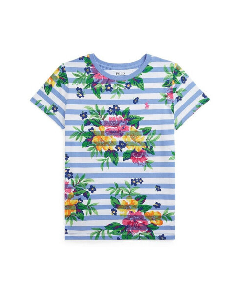 Big Girls Striped Floral Cotton Jersey T-shirt