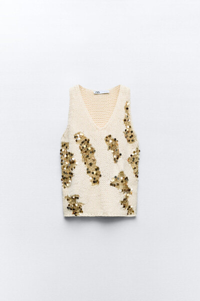 Sequinned knit top