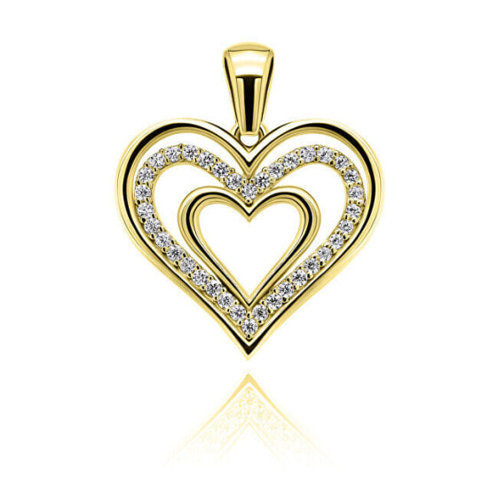 Charming gilded heart pendant with zircons PT11Y