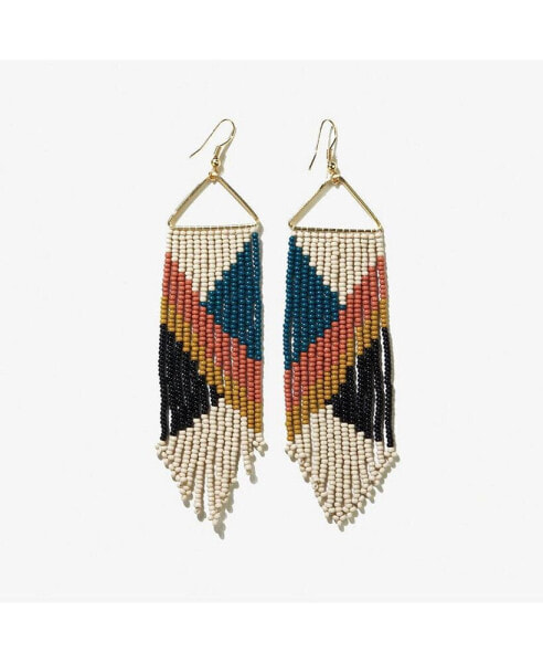 INK + ALLOY Emilie Arrow Beaded Fringe Earrings Kelly Green