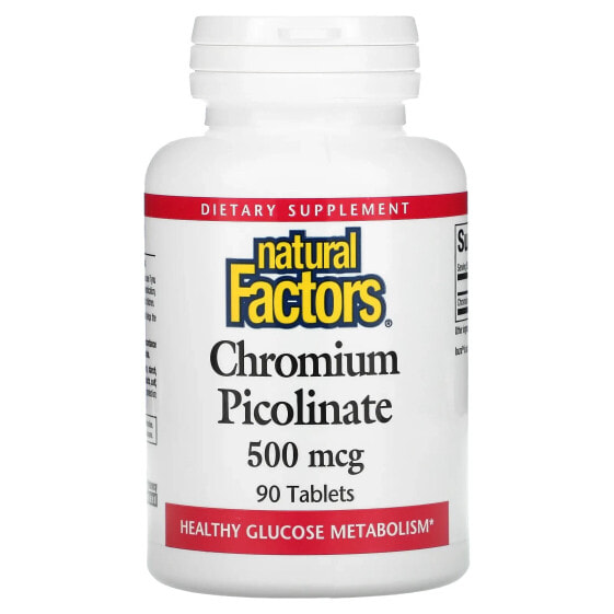 Витамин и минерал Chromium Picolinate 500 мкг, 90 таблеток Natural Factors