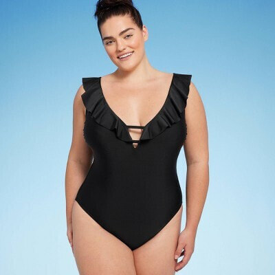 Women's Ruffle Plunge One Piece Swimsuit - Shade & Shore