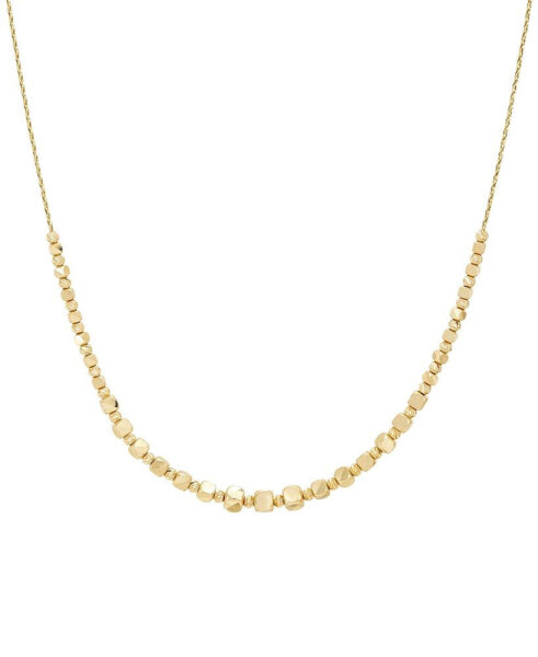 Polished & Textured Bead Collar Necklace in 10k Gold, 18" + 1" extender