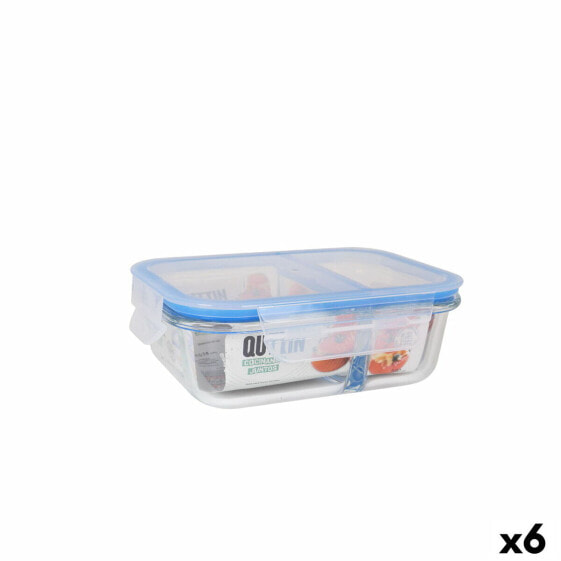 Герметичная коробочка для завтрака Quttin 2 Отделения Прямоугольный 580 ml (6 штук)