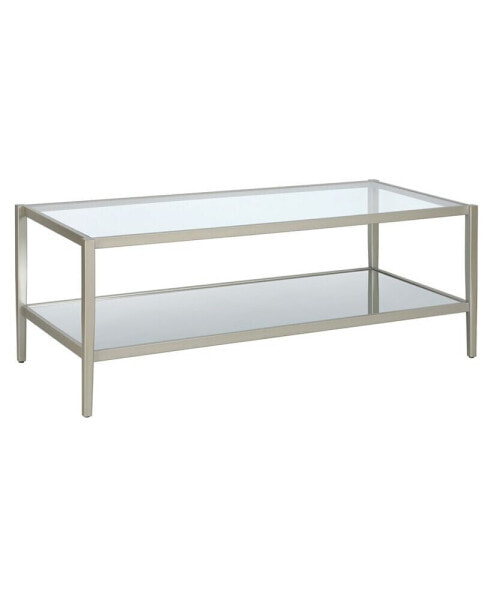 Hera 45" Wide Metal Rectangular Coffee Table with Mirror Shelf
