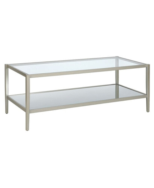 Журнальный столик Hudson&Canal с зеркальной полкой Hera 45" Wide Metal Rectangular coffeetable