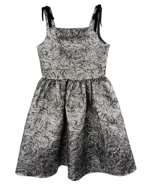 Big Girls Metallic Brocade Social Dress