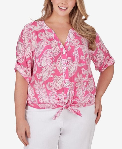 Plus Size Paisley Silky Gauze Top