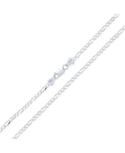 2MM Strong Solid Sterling Silver Figaro Link Chain Necklace For Women 20 Inch