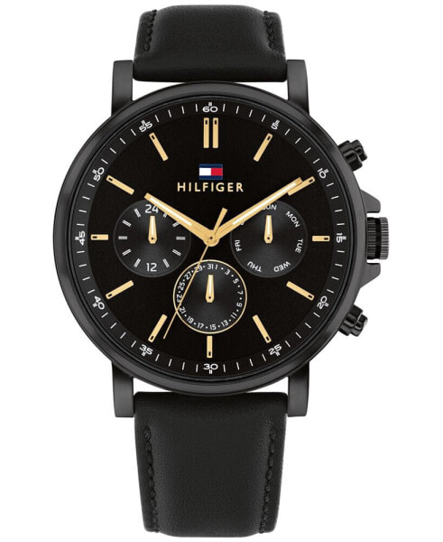 Часы Tommy Hilfiger Multifunction BlackLeather Watch 44mm