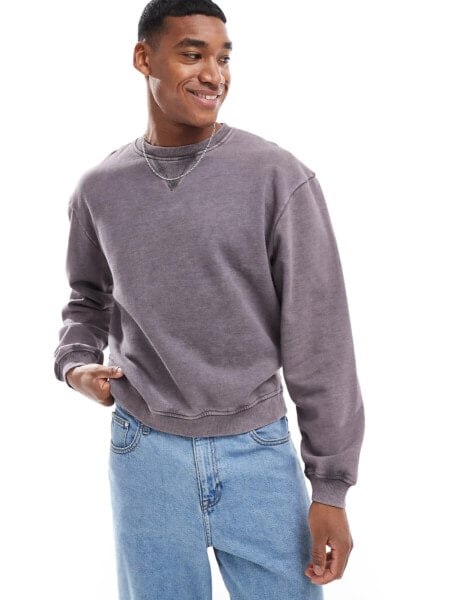 ASOS DESIGN boxy oversized sweatshirt in washed charcoal