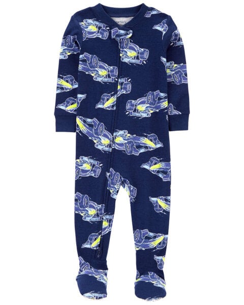 Toddler 1-Piece Race Car 100% Snug Fit Cotton Footie Pajamas 3T
