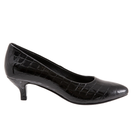 Trotters Kiera T1805-045 Womens Black Leather Slip On Pumps Heels Shoes