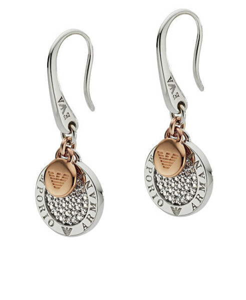 Stylish silver bicolor earrings EG3377040
