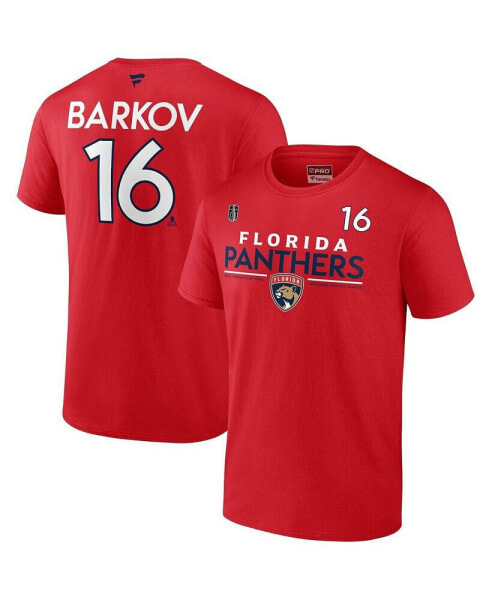 Men's Aleksander Barkov Red Florida Panthers 2024 Stanley Cup Final Authentic Pro Name Number T-Shirt