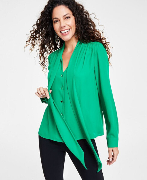 Women's Scarf-Neck Long-Sleeve Blouse, Created for Macy's