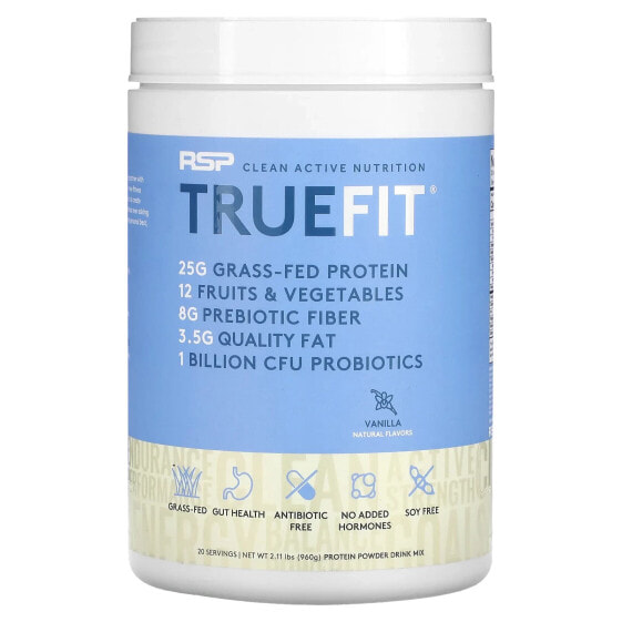 TrueFit, Grass-Fed Whey Protein Shake, Vanilla, 2.11 lbs (960 g)