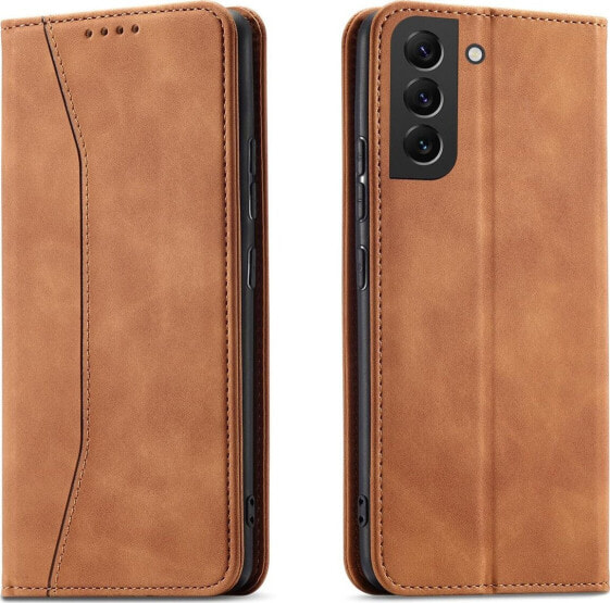 Hurtel Magnet Fancy Case etui do Samsung Galaxy S22+ (S22 Plus) pokrowiec portfel na karty kartę podstawka brązowy