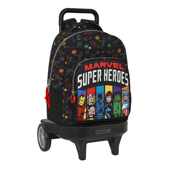 Школьный рюкзак с колесиками The Avengers Super heroes Чёрный (33 x 45 x 22 cm)