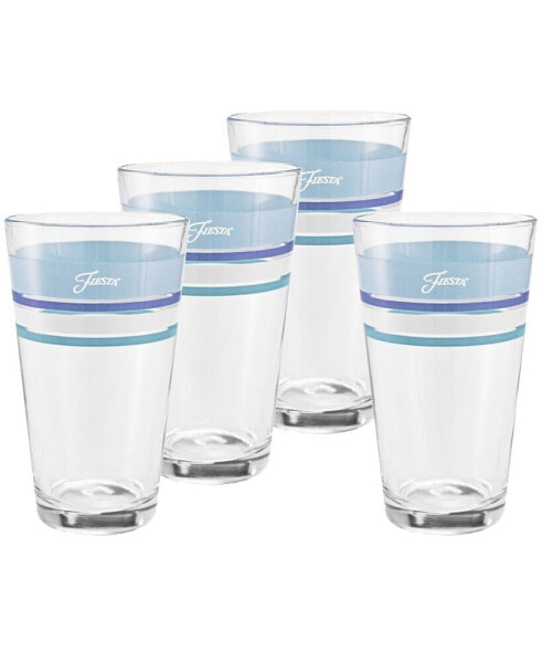 Coastal Blues Edgeline 16-Ounce Tapered Cooler Glass Set of 4