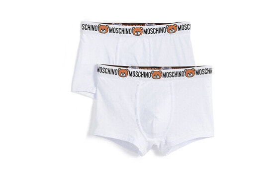 MOSCHINO莫斯奇诺 棉熊四角平角裤 男款 白色 送礼推荐 / Белье MOSCHINO A4770-8119-0001