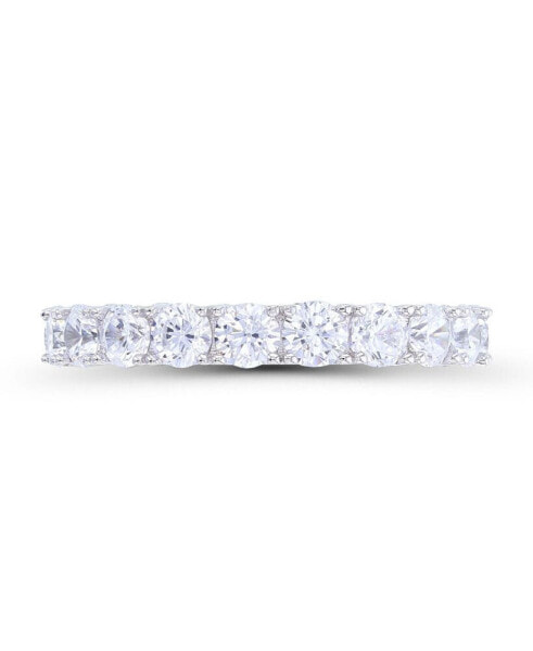 Cubic Zirconia and Blue Spinel Round and Baguette Eternity Ring