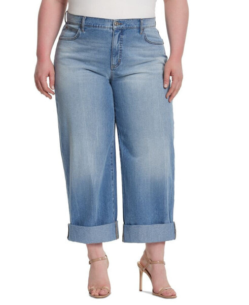 Trendy Plus Size Wide-Leg Boyfriend Jeans