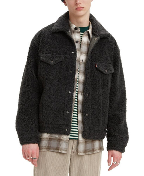 Men's Relaxed-Fit Sherpa-Fleece Trucker Jacket