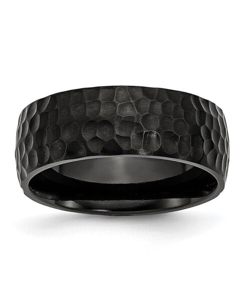 Titanium Brushed Hammered Black IP-plated Wedding Band Ring