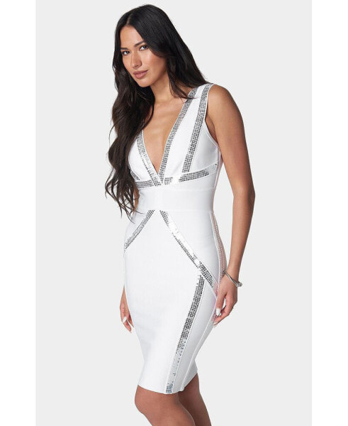 Women's Bandage Metallic Midi Dress