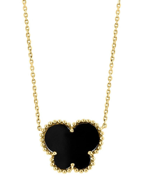 EFFY® Onyx Butterfly Silhouette 18" Pendant Necklace in 14k Gold