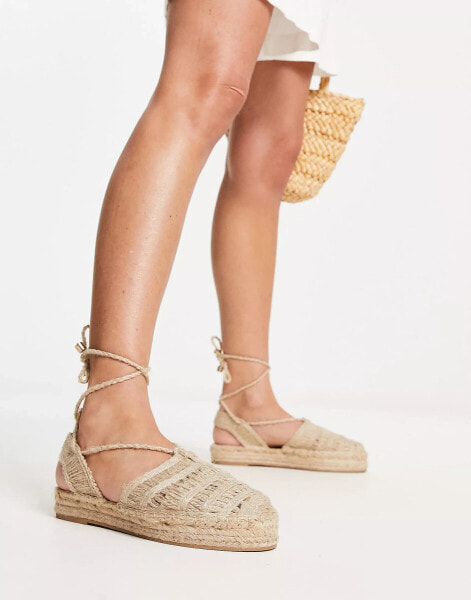 South Beach crochet espadrille sandal in natural