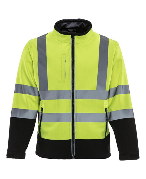 Men's High Visibility Softshell Safety Jacket with Reflective Tape
