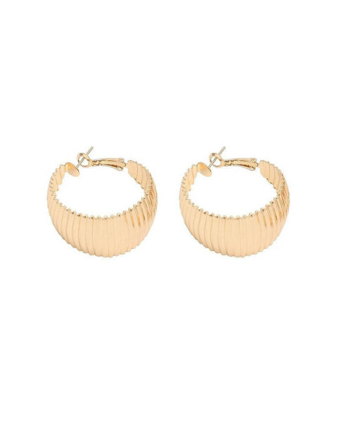 Women's Gold Ripple Hoop Earrings