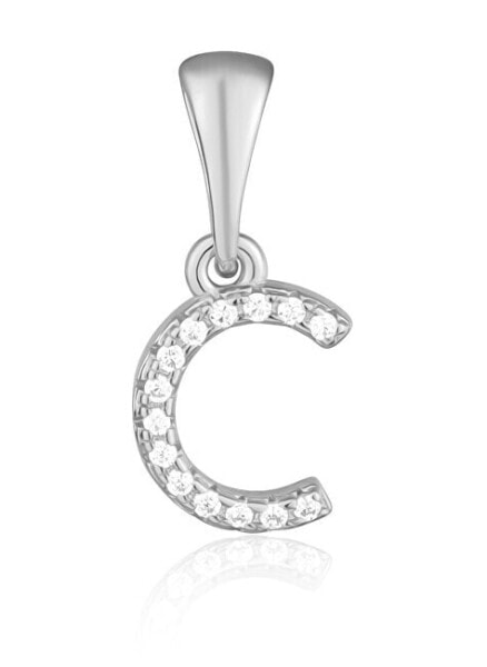 Silver pendant with zircons letter "C" SVLP0948XH2BI0C