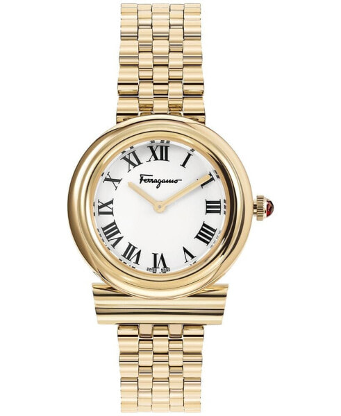 Salvatore Women's Swiss Gancini Gold Ion-Plated Bracelet Watch 28mm