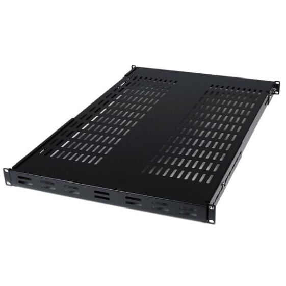 StarTech.com 1U Adjustable Vented Server Rack Mount Shelf - 175lbs - 19.5 to 38in Adjustable Mounting Depth Universal Tray for 19" AV/ Network Equipment Rack - 27.5in Deep - Adjustable shelf - Black - 80 kg - 1U - 445 mm - 700 mm