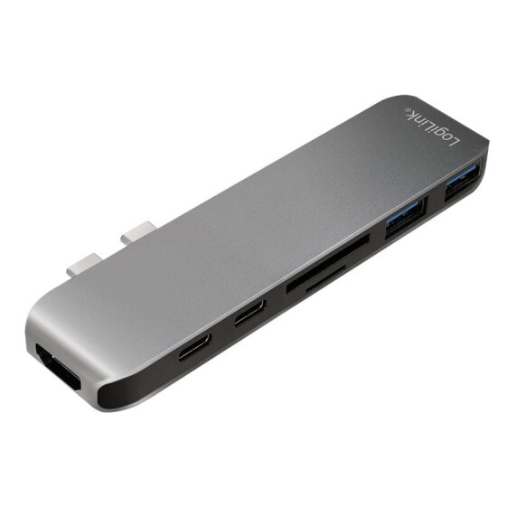 LogiLink UA0302 - USB 3.2 Gen 1 (3.1 Gen 1) Type-C - HDMI,Thunderbolt 3,USB 3.2 Gen 1 (3.1 Gen 1) Type-A - MicroSD (TransFlash),SD - 5000 Mbit/s - Aluminium,Black - Acrylonitrile butadiene styrene (ABS),Aluminium