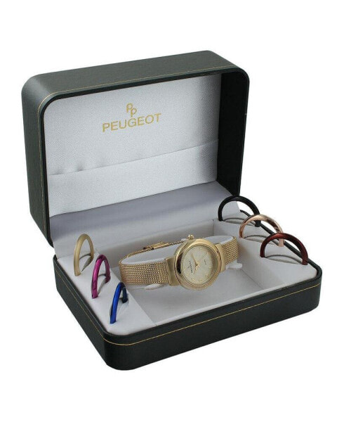 Women's Gold Watch Gift Set with 7 Changeable Bezels